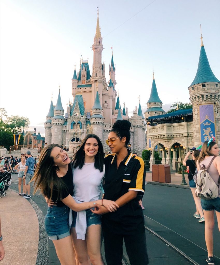 ‘The Bold Type’ stars Meghann Fahy, Katie Stevens, and Aisha Dee at Magic Kingdom (April 2019)