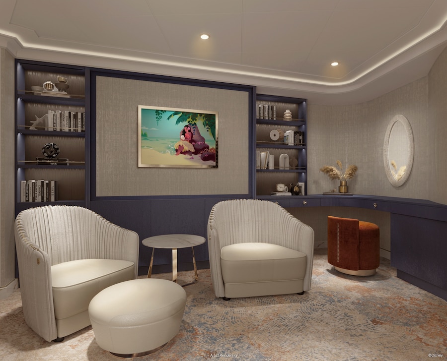 Rendering of the library in the Wish Tower Suite