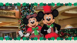 Mickey and Minnie Mouse dressed for the holidays on a Disney Cruise