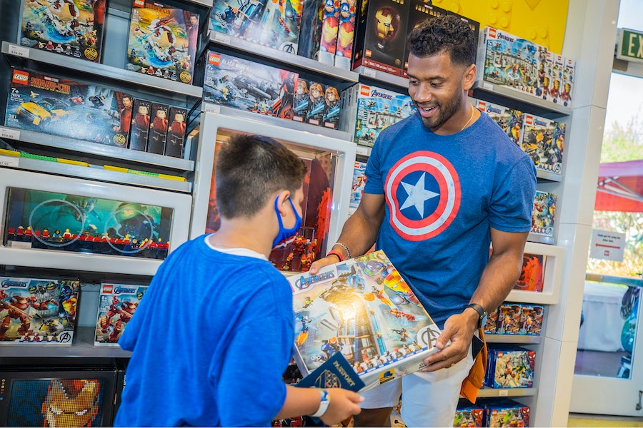 Seattle Seahawks quarterback Russell Wilson at Avengers Campus