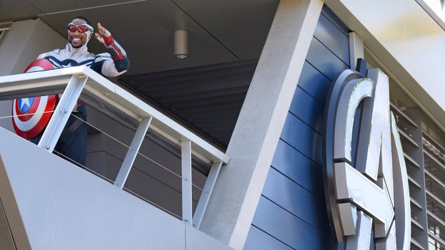 Captain America welcomes guests to Avengers Campus at Disney California Adventure Park