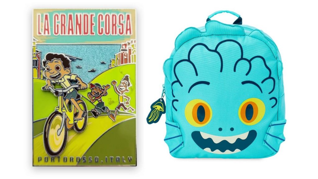 'La Grande Corsa'' Pin and Luca's Sea Monster Face backpack 