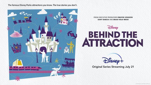 Graphic for new ‘Behind the Attraction’ series on Disney+