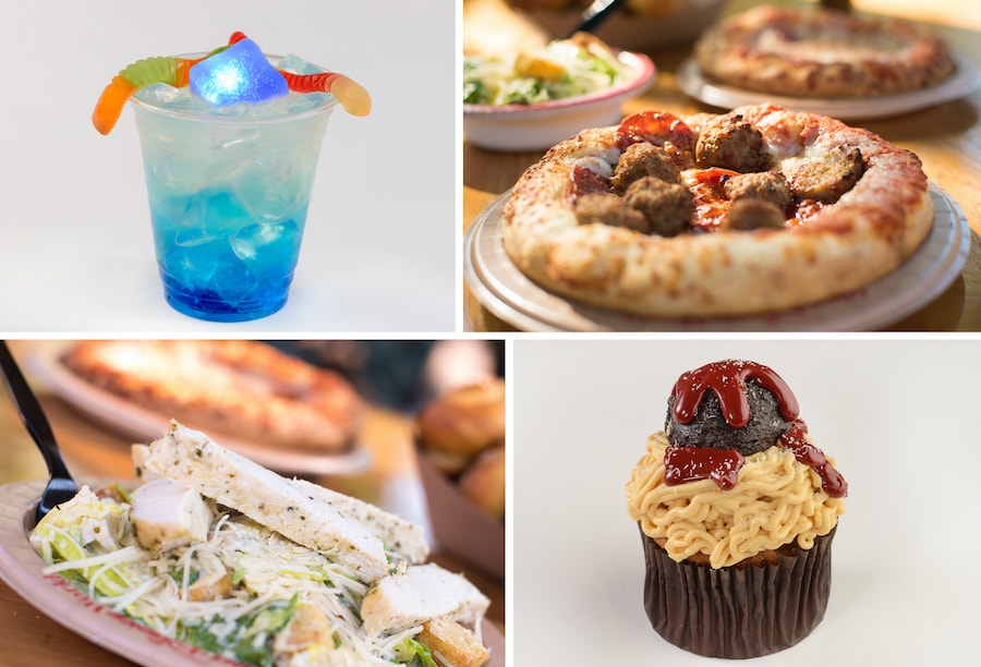 Collage of food items offered at Pizzafari at Disney’s Animal Kingdom