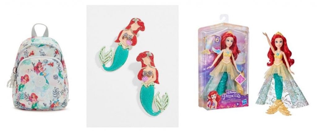 Kipling’s Delia Compact Disney's The Little Mermaid Convertible Backpack, Ariel Studs by Baubleb and Ocean Lights Ariel doll from Target
