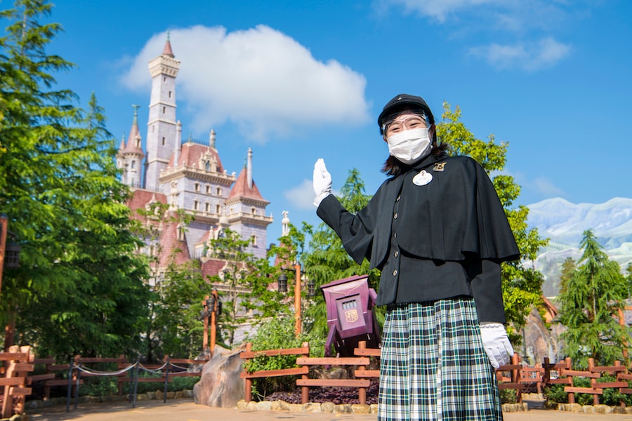 Tokyo Disney Resort Guest Relations guide outside of Beast’s Castle