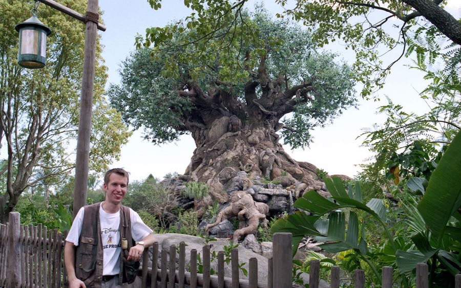 Steven in front of the Tree of Life at Disney's Animal Kingdom in 1998
