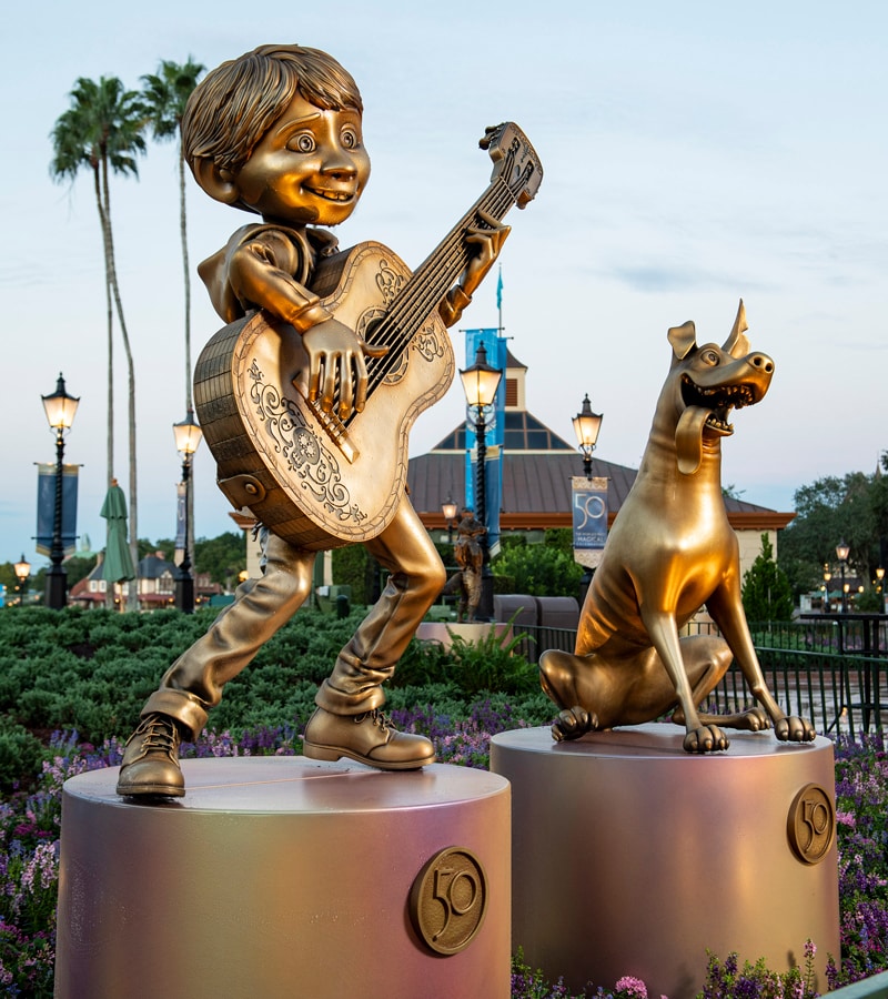 Miguel and Dante at EPCOT are two of the “Disney Fab 50 Character Collection” appearing in all four Walt Disney World Resort theme parks