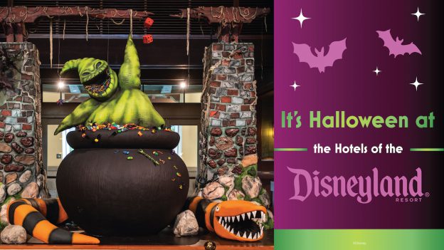 Graphic showing Halloween Time at the Hotels of Disneyland Resort
