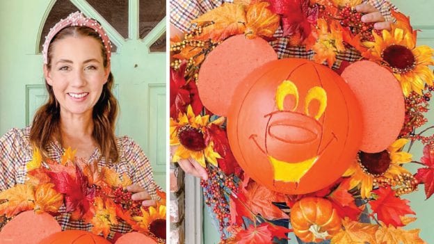 Mallory of mallory.erin.makes shares how to create your own classic Mickey Pumpkin Wreath