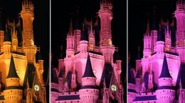 Collage of Cinderella Castle at night
