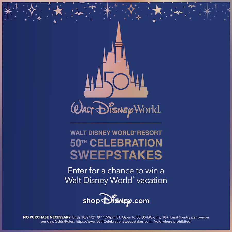 Graphic for the  Walt Disney World Resort 50th Celebration Sweepstakes