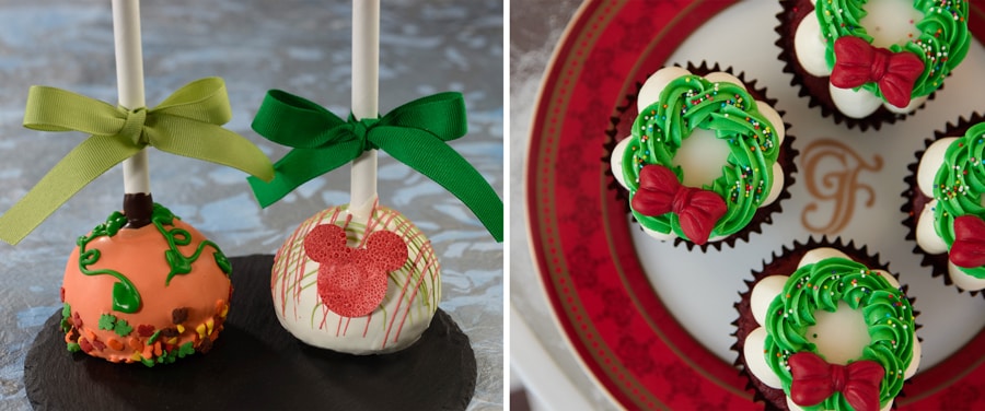 Pumpkin Pie Cake Pop, Happy Holidays Cake Pop and Red Velvet Wreath Cupcakes Gasparilla Island Grill