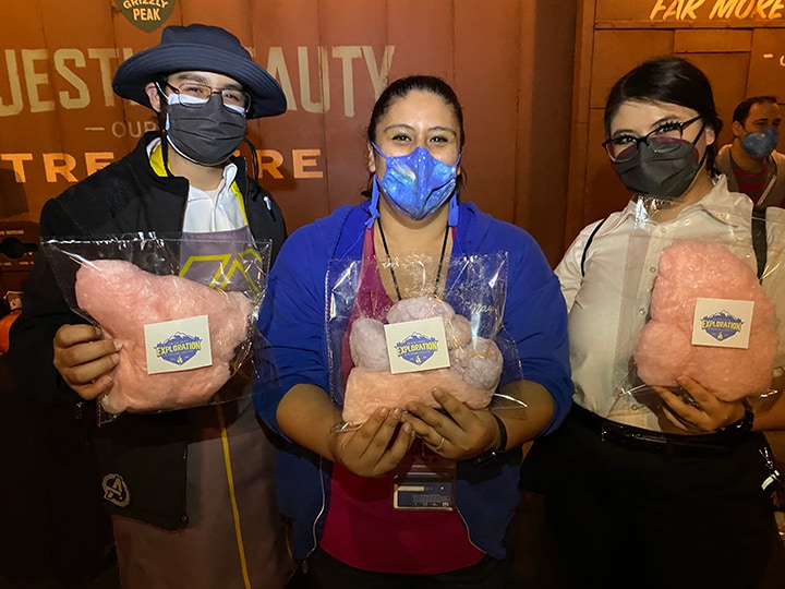 Cast members with Halloween cotton candy