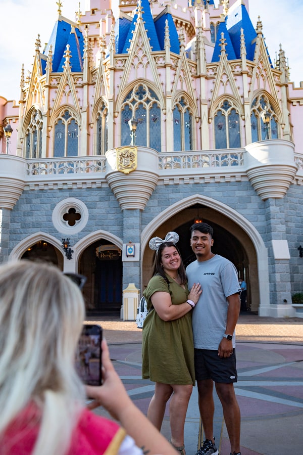 Guests take a photo at Magic Kingdom Park, Oct. 1, 2021, on the 50th anniversary of Walt Disney World Resort