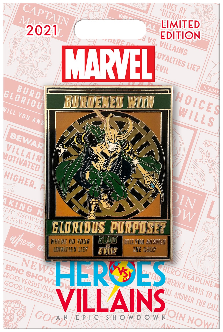 Disney heroes versus villains epic showdown loki marvel pin