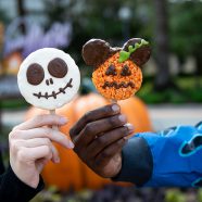 Fall foodie guide Disney Springs 2021 Jack Skellington and mickey pumpkin crispy cereal treat