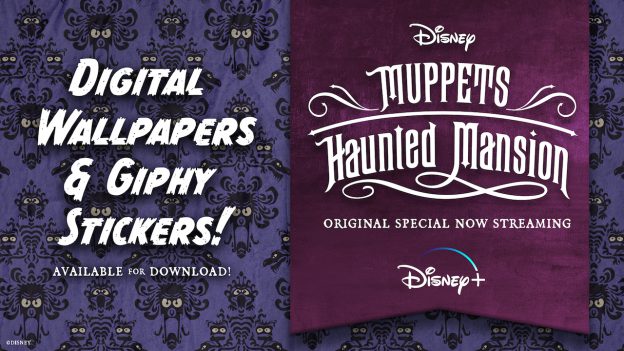 Graphic for digital wallpapers and giphy stickers inspired by “Muppets Haunted Mansion”