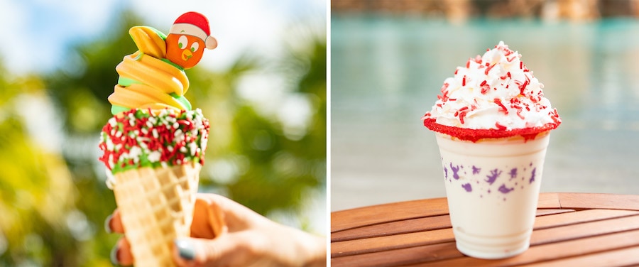 Orange Bird Holiday Citrus Swirl and Peppermint Milkshake from Disney's Water Parks