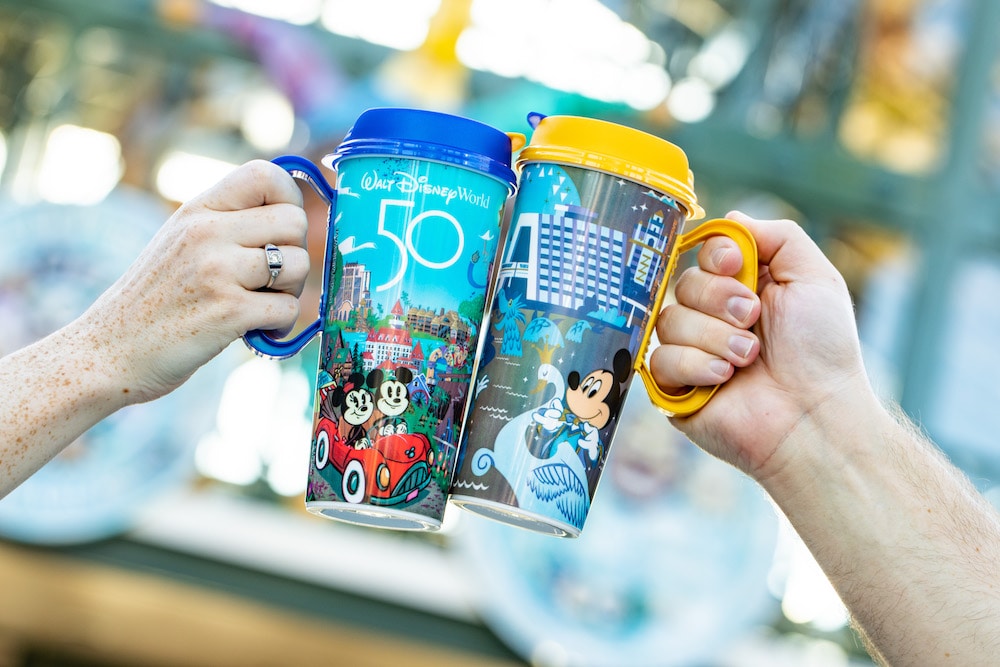 Collectible and refillable mugs that feature designs inspired by the 50th anniversary celebration