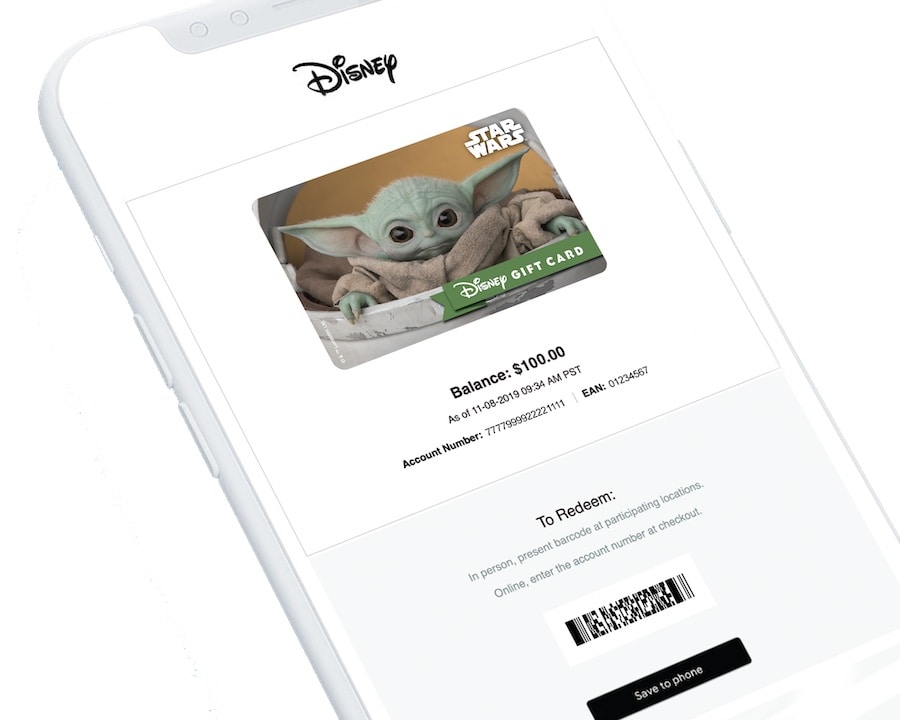 2021 Disney Gift Card Holiday Pin Series featuring Grogu