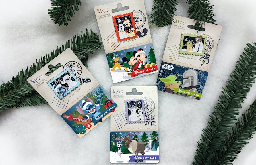 Disney's 2021 series of holiday gift card pins