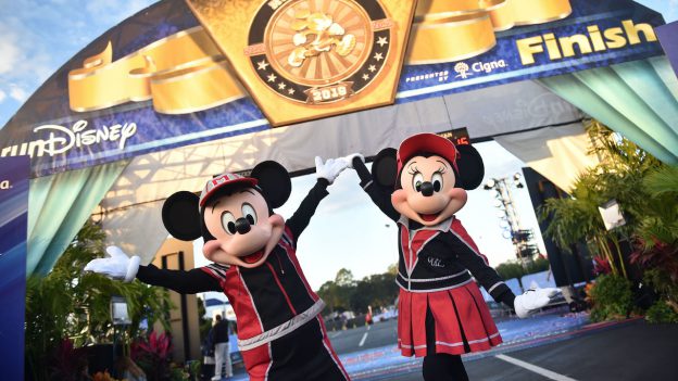 Mickey Mouse and Minnie Mouse at a runDisney Finish Line