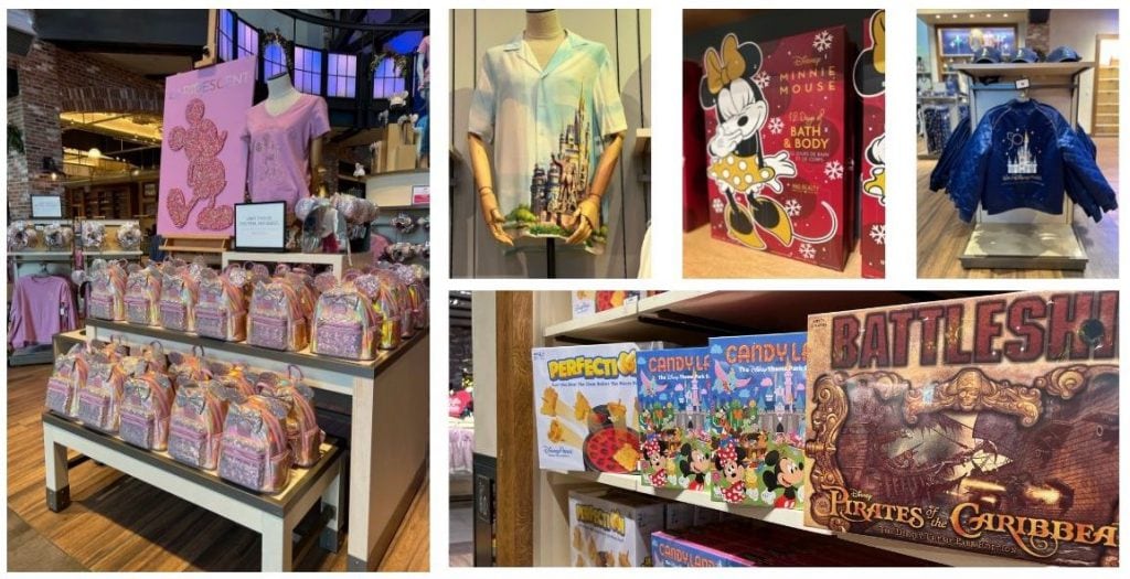 Collage of gift ideas from World of Disney at Disney Springs