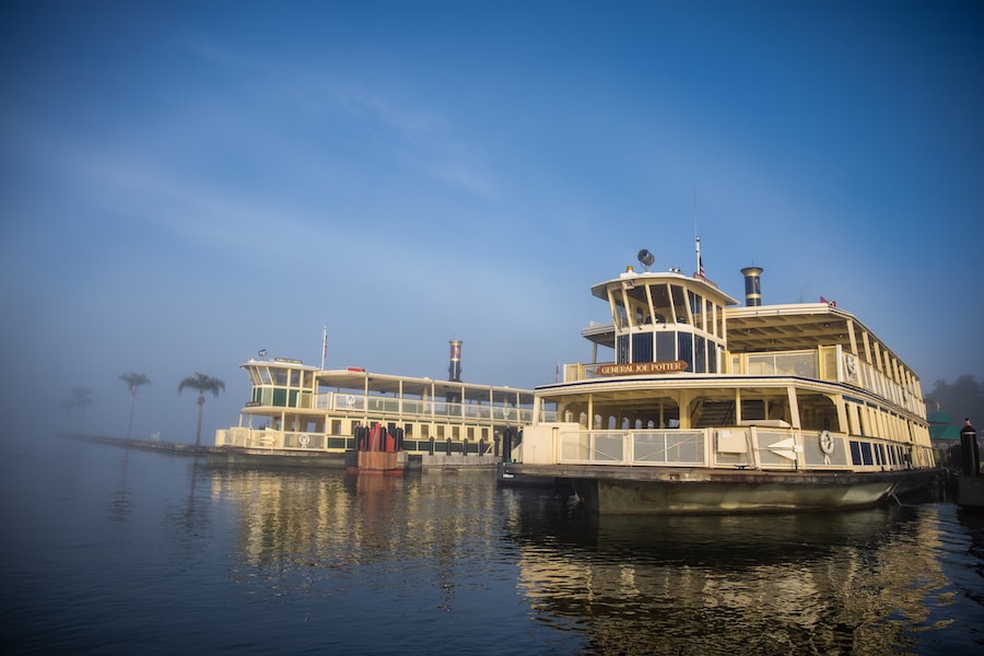 The ferries of Admiral Joe Fowler and General Joe Potter in the Seven Seas Lagoon
