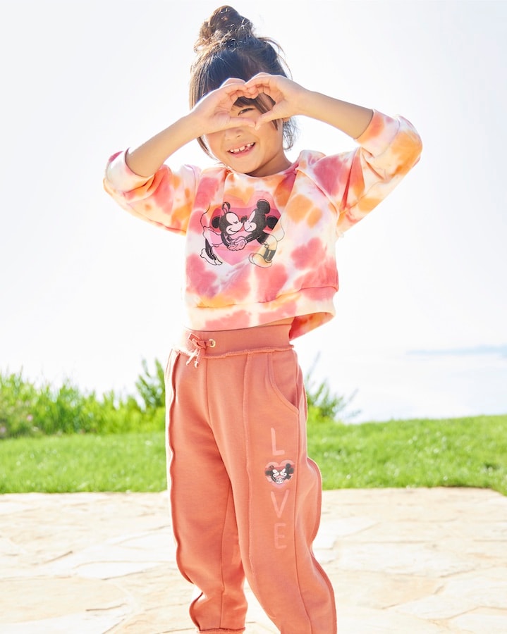 Mickey and Minnie tie-dye children's sweatshirt and Mickey and Minnie joggers