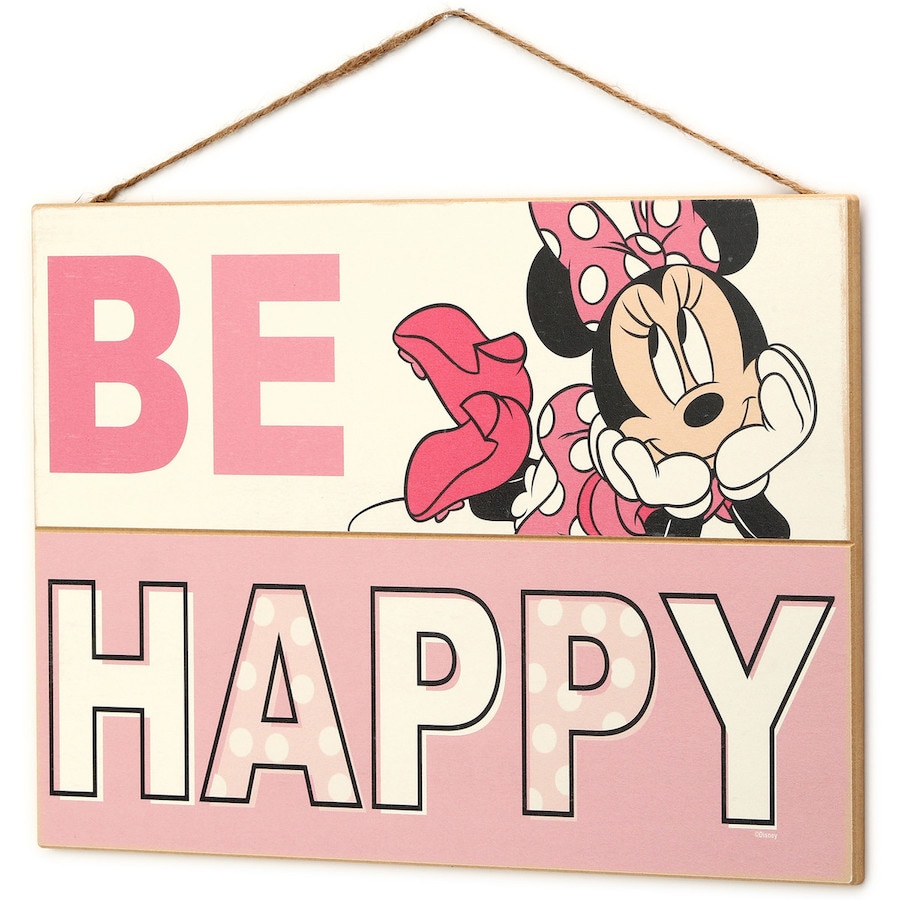 Minnie Mouse Be Happy Hanging Wood Wall Decor