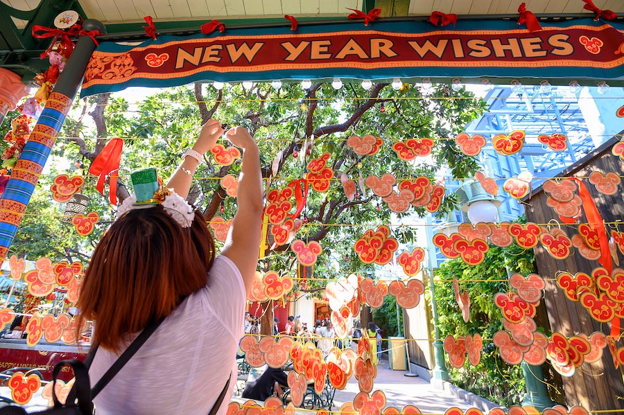 Lucky Wishes Wall during the Lunar New Year celebration at Disney California Adventure Park
