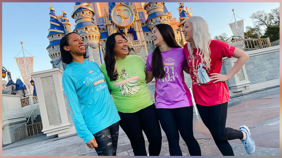 Ladies wearing 2022 Disney Princess Half Marathon Weekend Merchandise