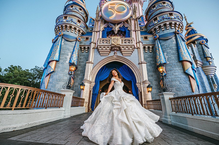 Custom-designed wedding gown by Disney Weddings in honor of the 50th Anniversary Celebration
