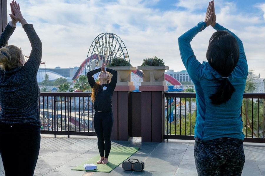 Guests doing Awakening Yoga at Disney's Grand Californian Resort & Spa