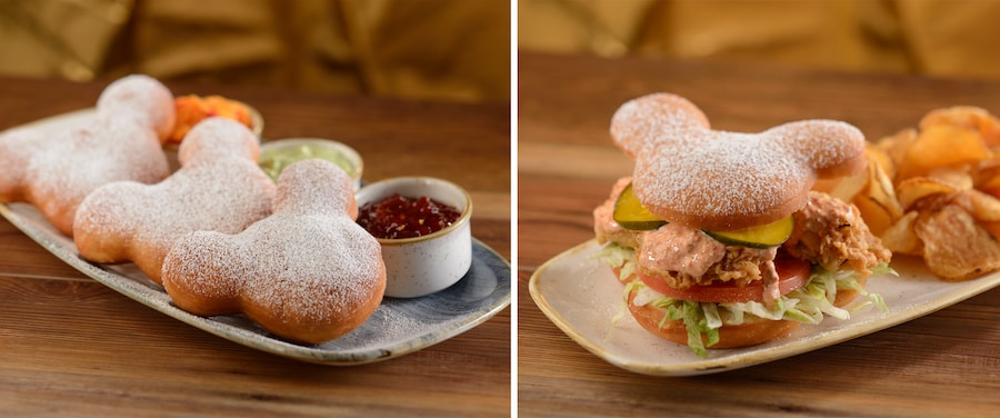 Mickey-shaped Beignets and Oyster Beignet Po’Boy  
