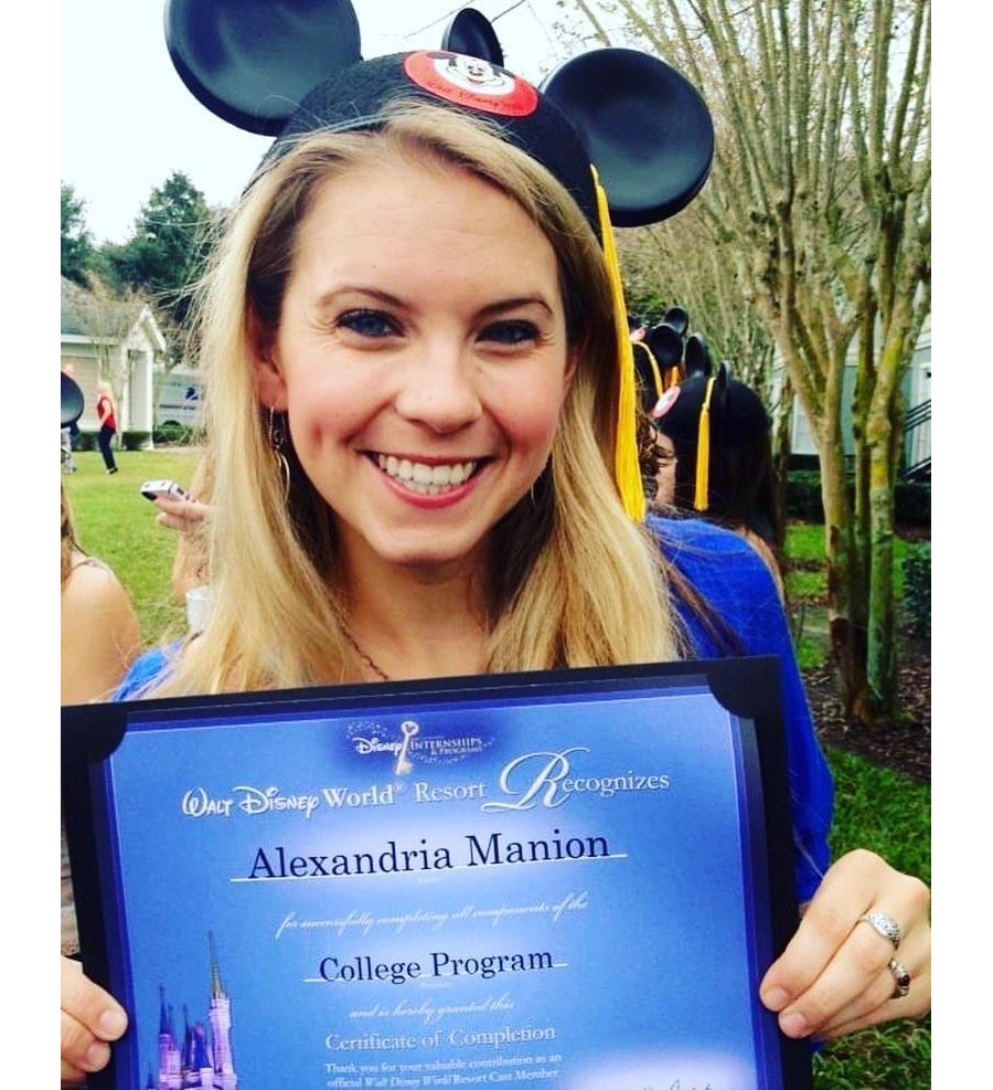 Ali with her Certificate of Completion for the Disney College Program