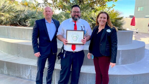 Ray Banales receiving Disney Heroes Award
