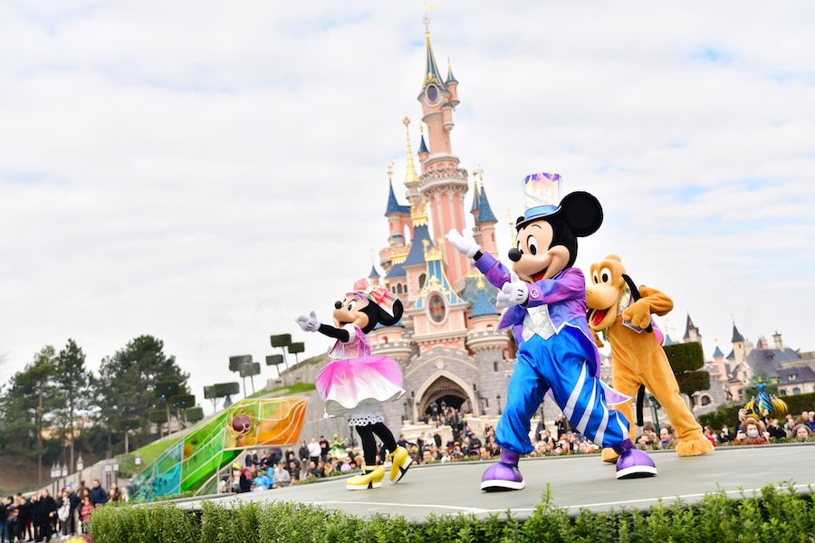 Mickey Mouse in the all-new "Dream…and Shine Brighter!" show at Disneyland Paris