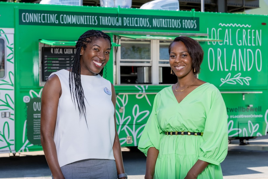 Rosalyn Durant, senior vice president, Walt Disney World Resort, and Robyn Wallace, co-owner of the new Local Green food truck at Disney Springs