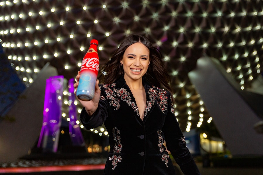 Sofia Carson and the New Coca-Cola Bottles for the 50th Anniversary of Walt Disney World