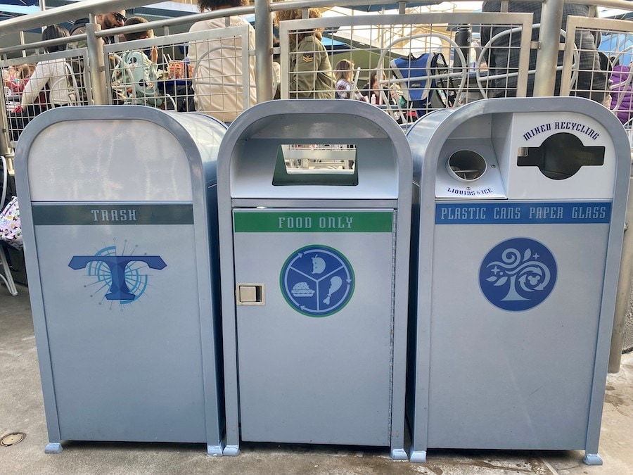 Different trash cans making it easier for guests to know where to discard their waste