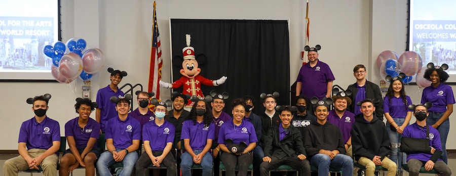 Mickey Mouse and jazz band students from Osceola County School