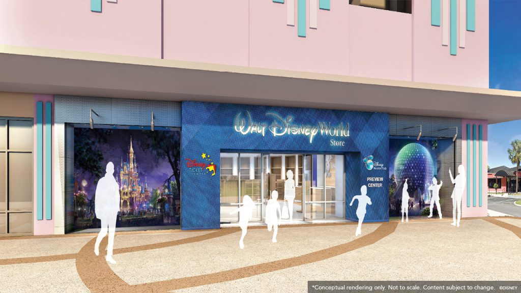 Concept art for the exterior of the Walt Disney World store. 
