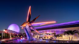 Starblaster outside Guardians of the Galaxy: Cosmic Rewind, the new family-thrill coaster attraction at EPCOT at Walt Disney World Resort