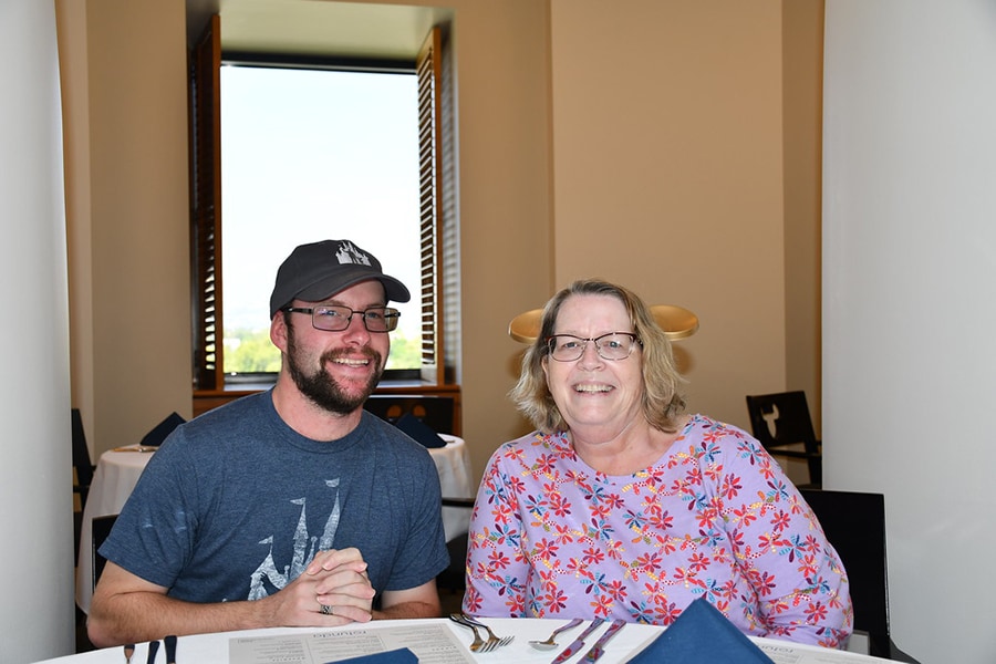 Cast member Ben and his mother in the Rotunda Executive Dining Room in the Team Disney Building