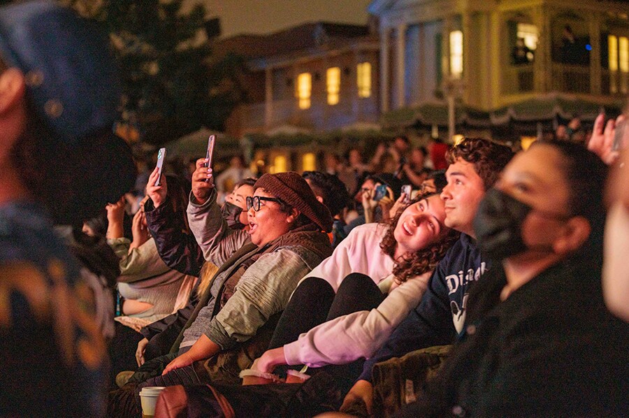 Disneyland Resort cast members watching "Fantasmic!"