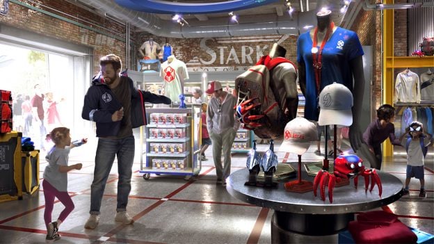 Inside Look Avengers Campus merchandise retail location at Disneyland Paris