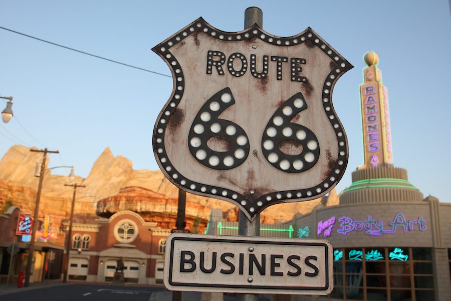 Cars Land Route 66 Sign