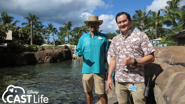 Cast Members, Raffy and Eric at Rainbow Reef at Aulani